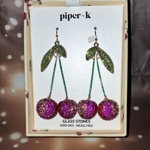 Piper Pink and Green Cherry Earrings